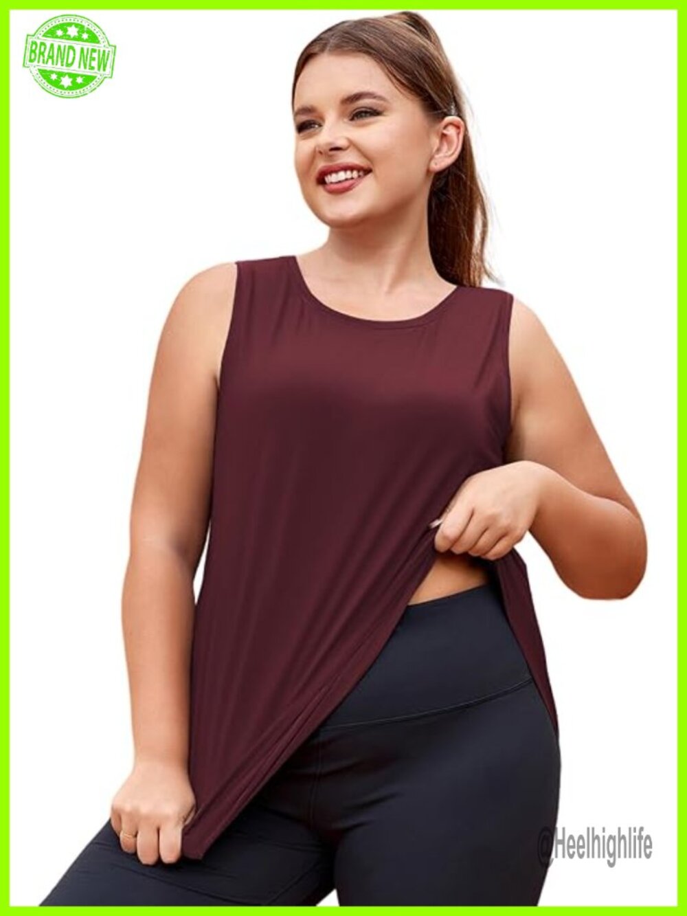 Plus Size Workout Tank Top Sleeveless Loose Fit Flowy Yoga Running Shirt